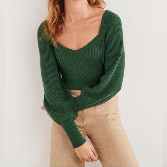 Boden Sweetheart Neck Jumper Sweater with Blouson Sleeves - Picture 1 of 8